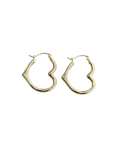 14KT REAL GOLD HEART STYLE HOOP EARRING