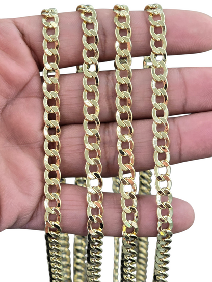 10KT REAL GOLD CUBAN CURB CHAIN 6.5MM