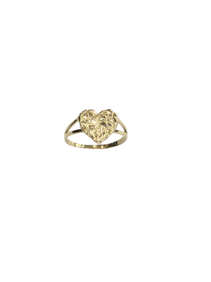 10KT REAL GOLD HEART NUGGET RING