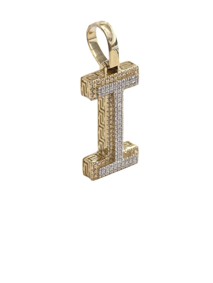 REAL DIAMOND 10KT TWO TONE BLOCK LETTER A- Z PENDANT