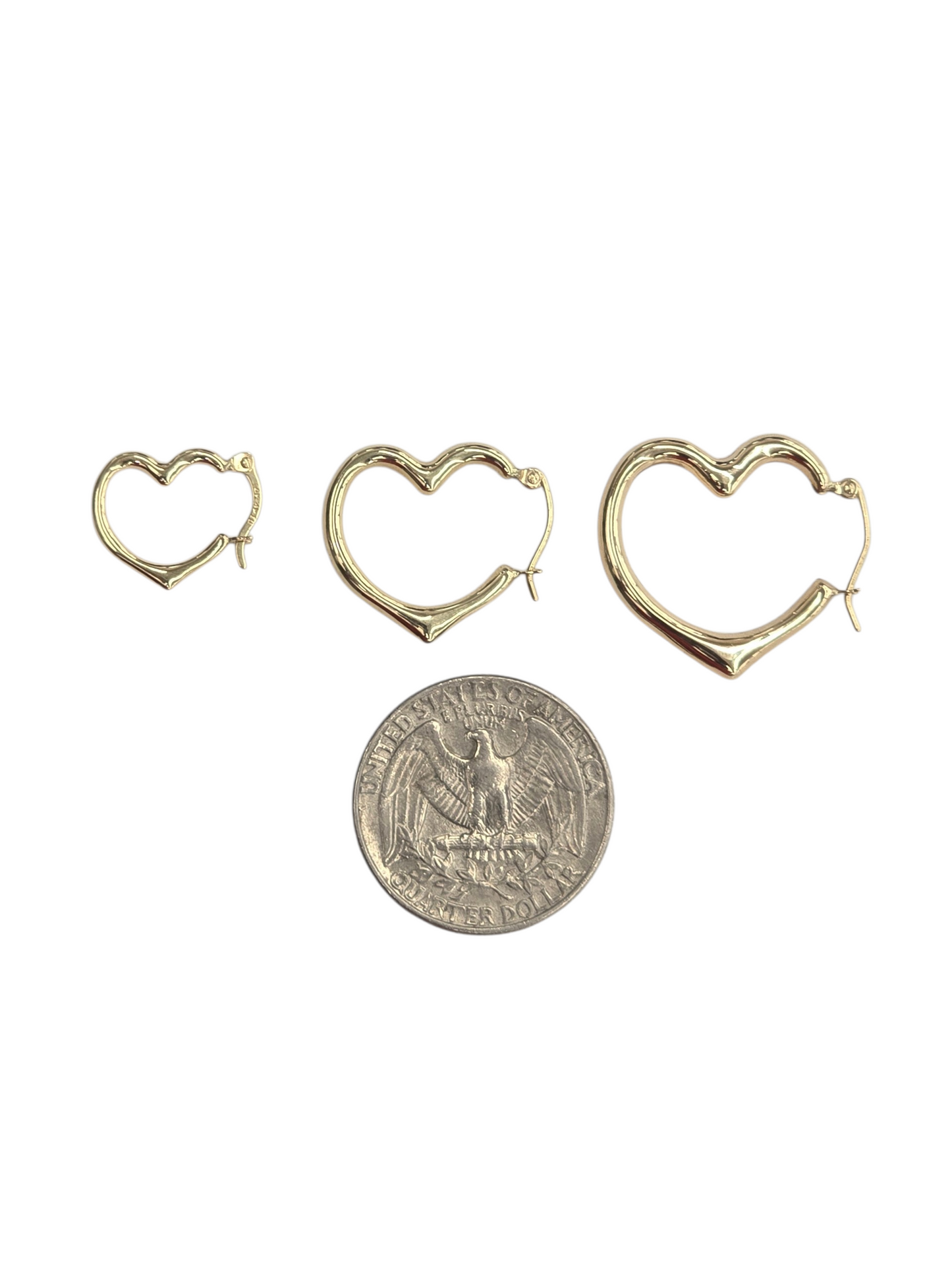 14KT REAL GOLD HEART STYLE HOOP EARRING