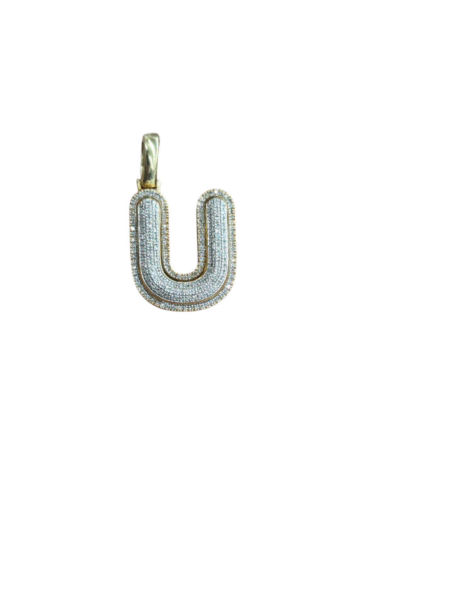 REAL DIAMOND 10KT TWO TONE BUBBLE LETTER A- Z PENDANT