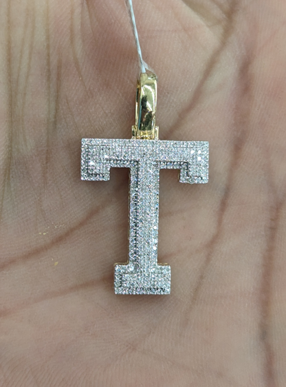 Real Diamond 10kt Yellow Gold Initial A - Z Pendant