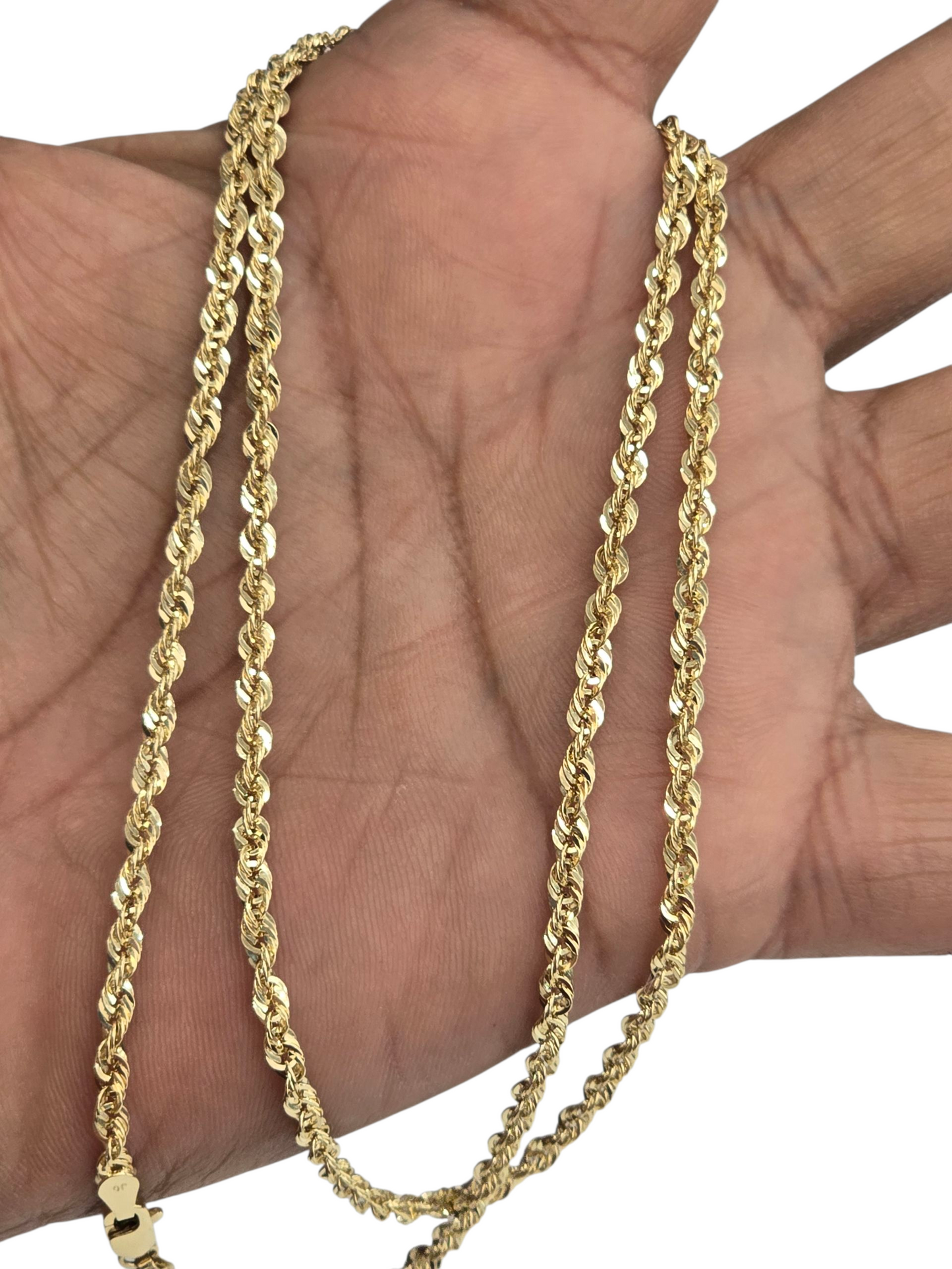 10KT REAL GOLD ROPE CHAIN 3MM FOR MEN AND WOMEN