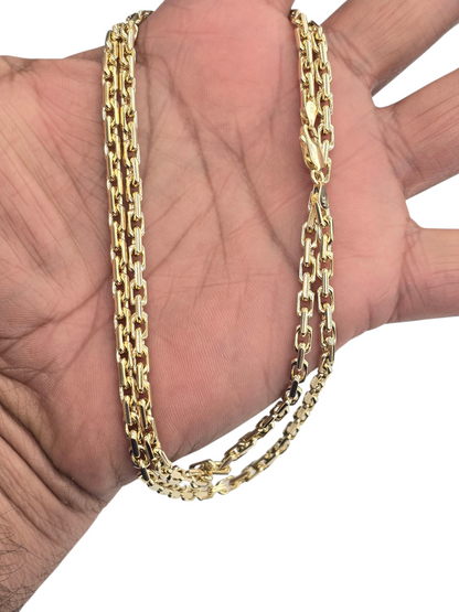 14KT REAL GOLD SOLID ROLO CHAIN 3.6MM FOR MEN AND WOMEN