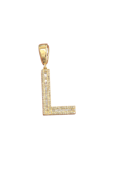 REAL DIAMOND 10KT GOLD BLOCK LETTER INITIAL A TO Z FOR MEN AND WOMEN
