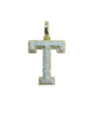 REAL DIAMOND 10KT TWO TONE BLOCK LETTER A- Z PENDANT
