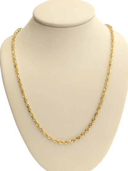 10kt REAL GOLD SOLID ROPE CHAIN 2.1 MM