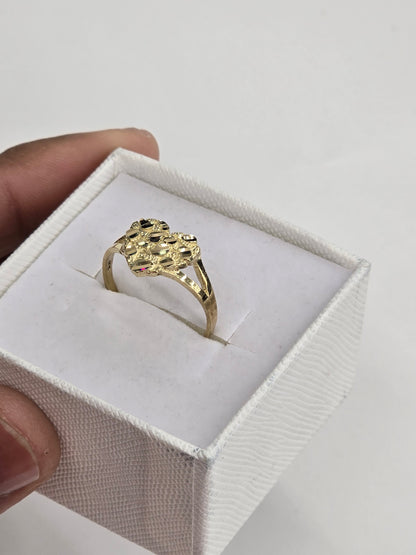 10KT REAL GOLD HEART NUGGET RING