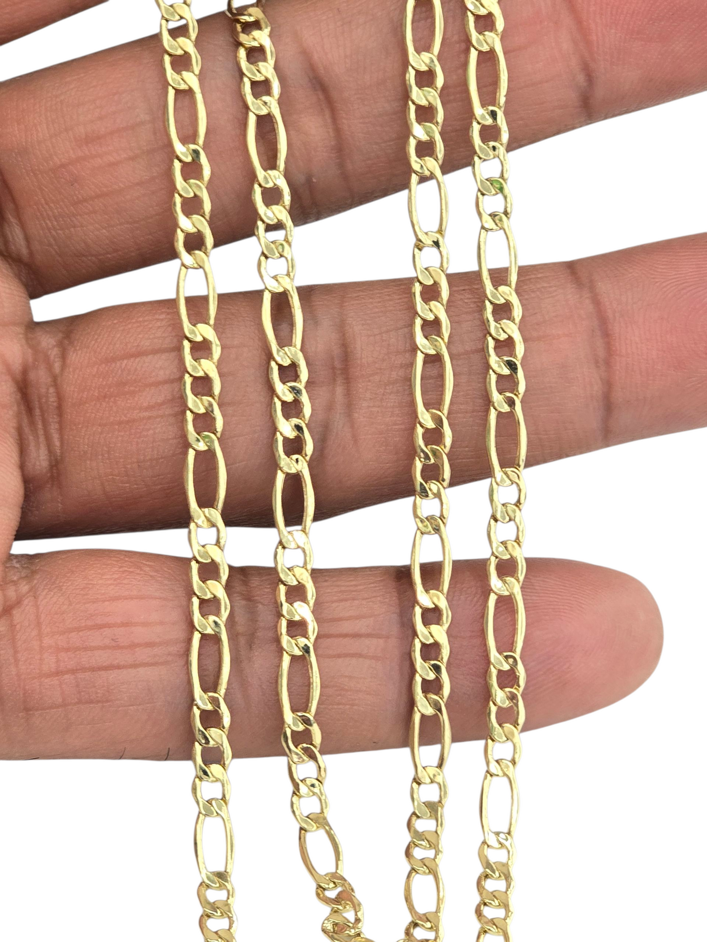 10KT REAL GOLD FIGARO CHAIN 3.7MM FOR MEN AND WOMEN
