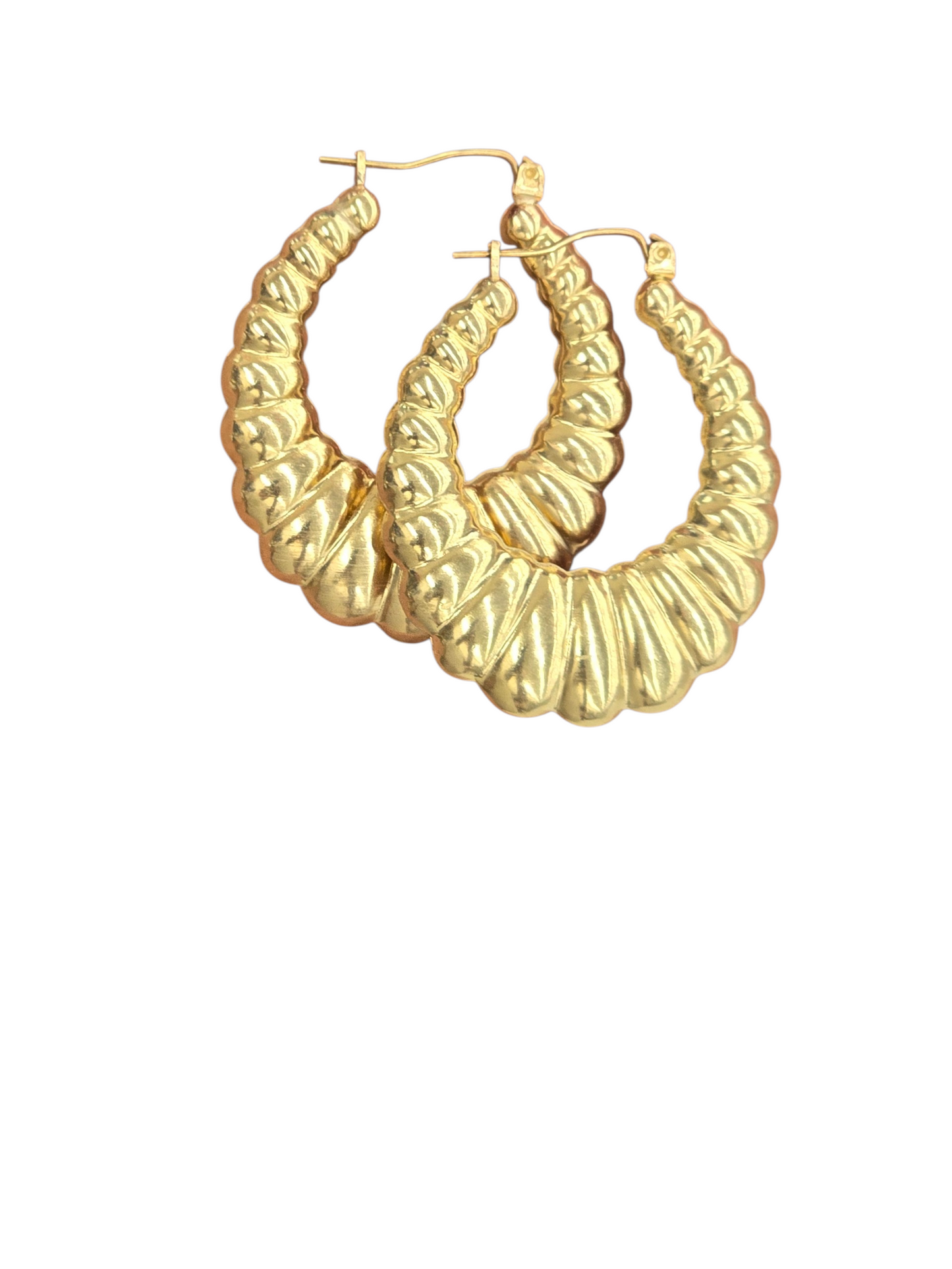 10KT REAL GOLD SHRIMP STYLE HOOP EARRING FOR WOMEN