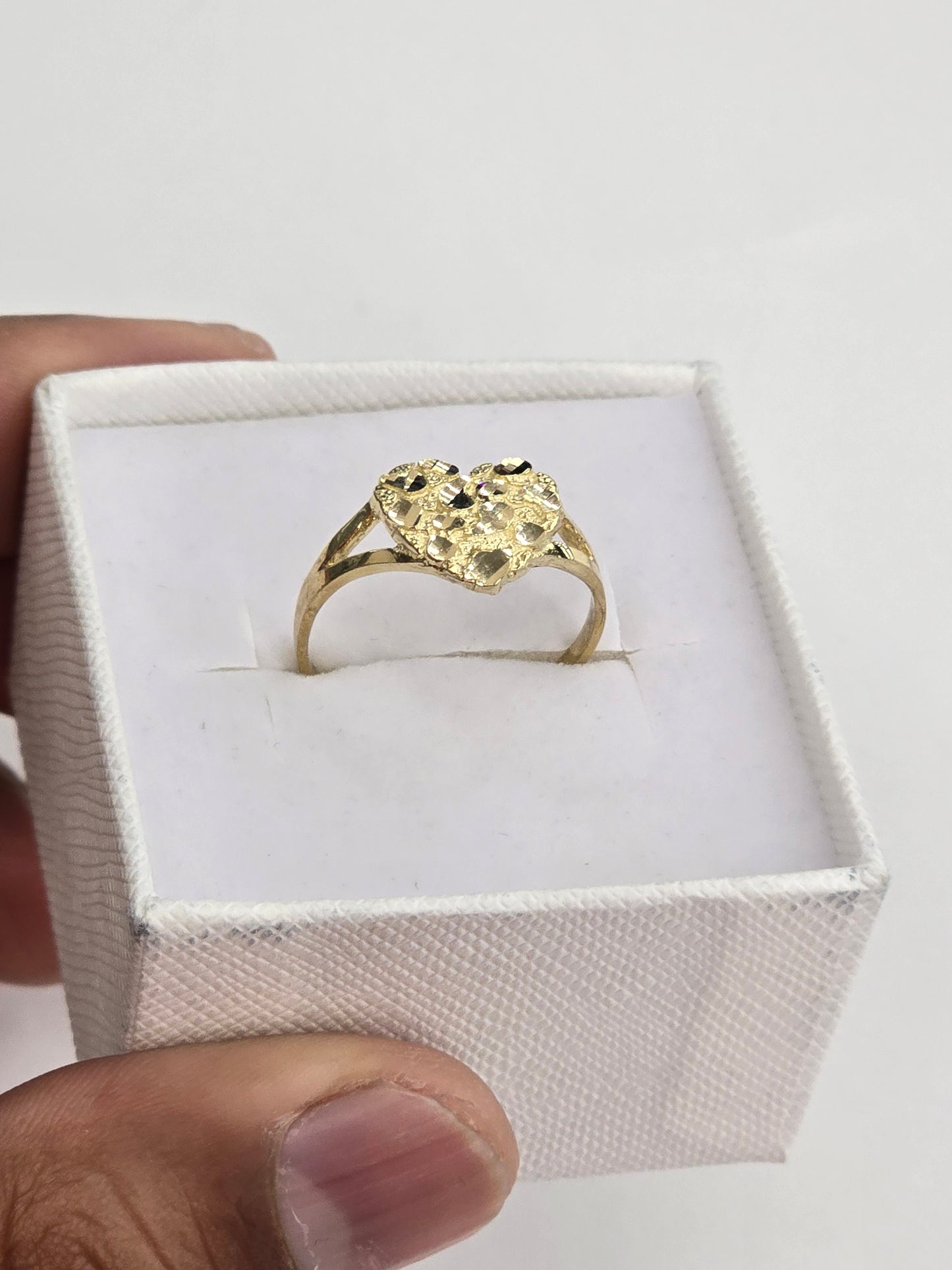 10KT REAL GOLD HEART NUGGET RING