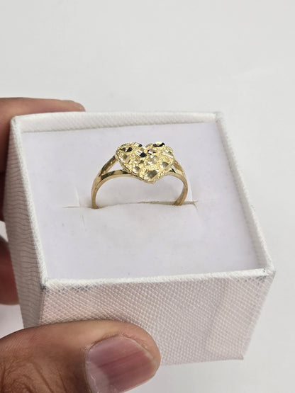10KT REAL GOLD HEART NUGGET RING