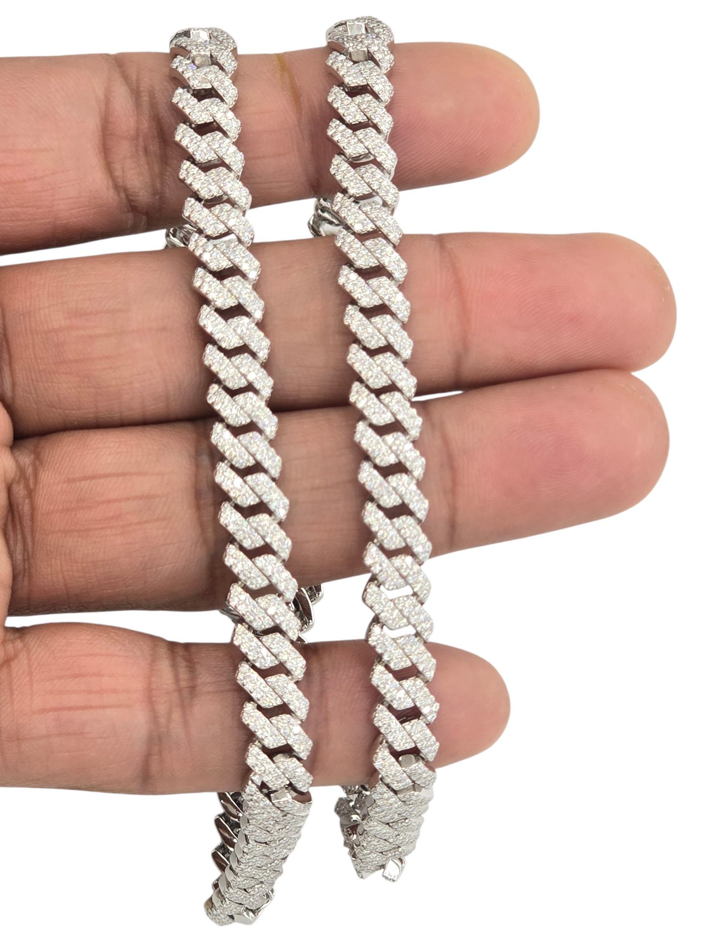925 STERLING SILVER MOISSANITE DIAMOND CUBAN CHAIN 8MM