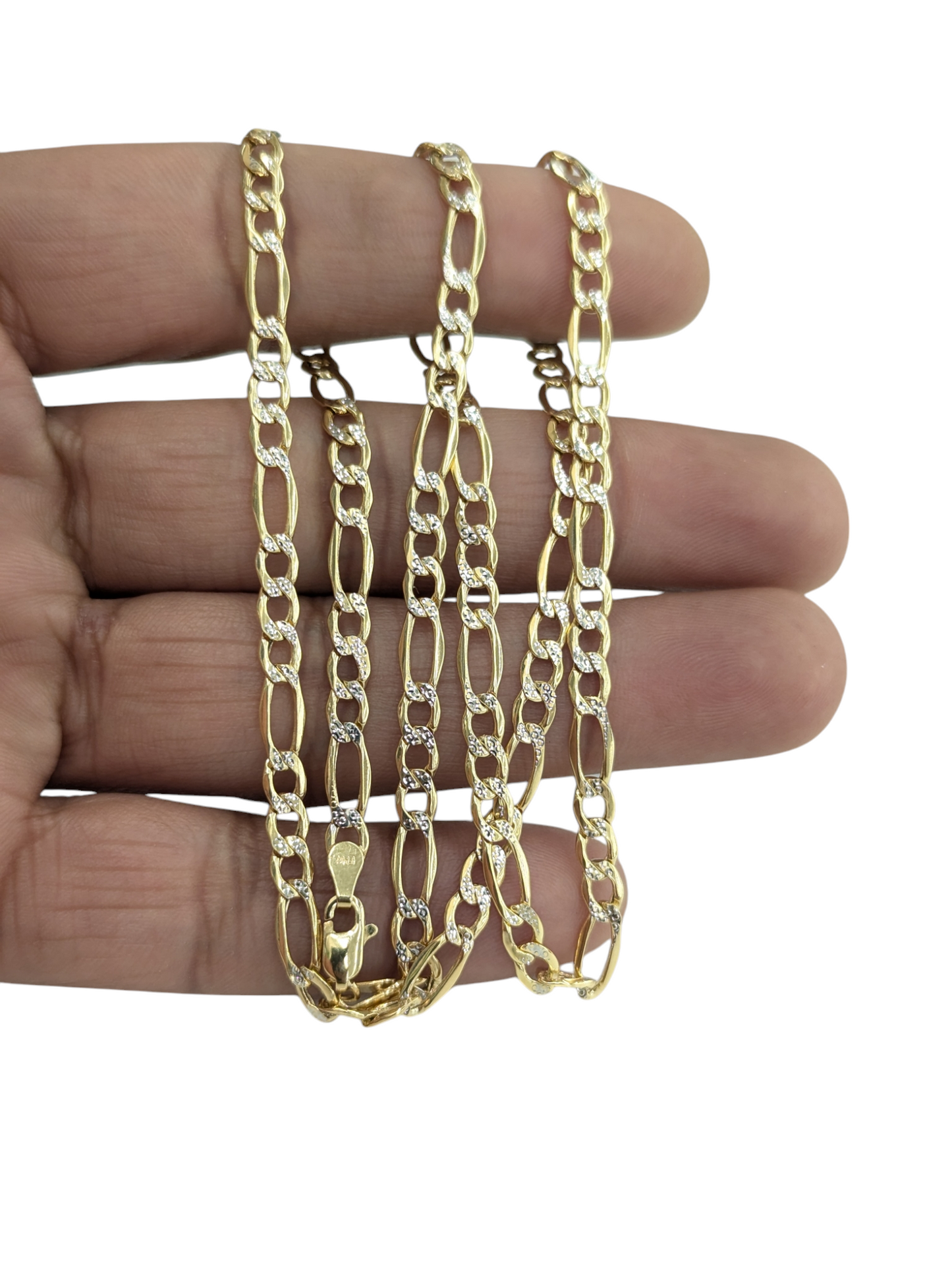 10kt Real Gold Figaro Diamond Cut Chain 4.5mm