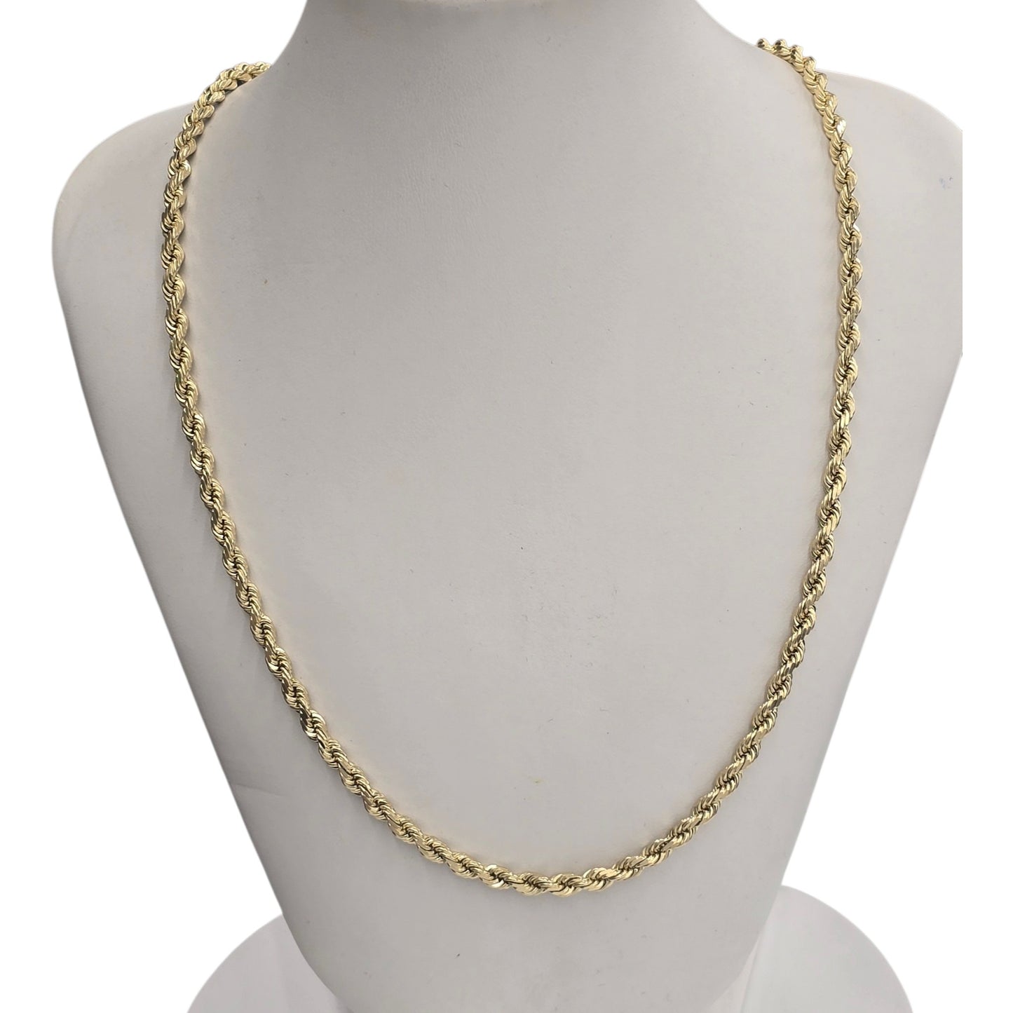 10KT REAL YELLOW GOLD SOLID ROPE CHAIN 4MM FOR MEN AND WOMEN