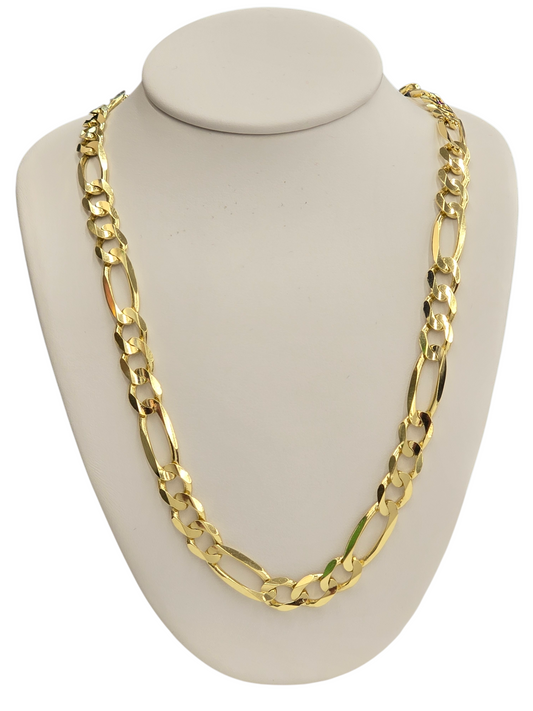 10KT REAL GOLD SOLID FIGARO CHAIN 6.8MM