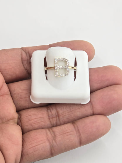 REAL DIAMOND 10KT GOLD INITIAL LETTER A TO Z RING FOR GIRL AND WOMEN