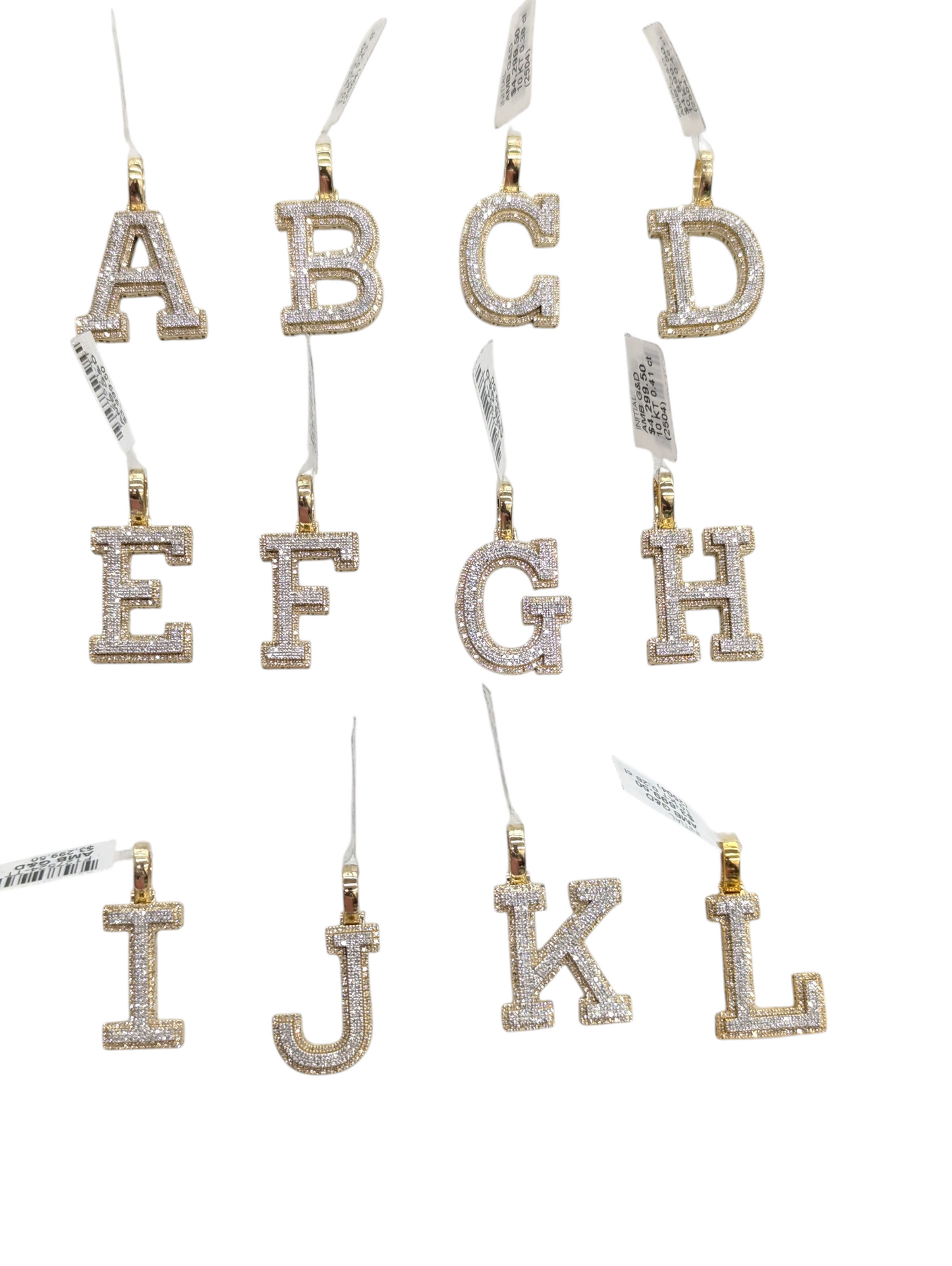 REAL DIAMOND 10KT TWO TONE BLOCK LETTER A- Z PENDANT