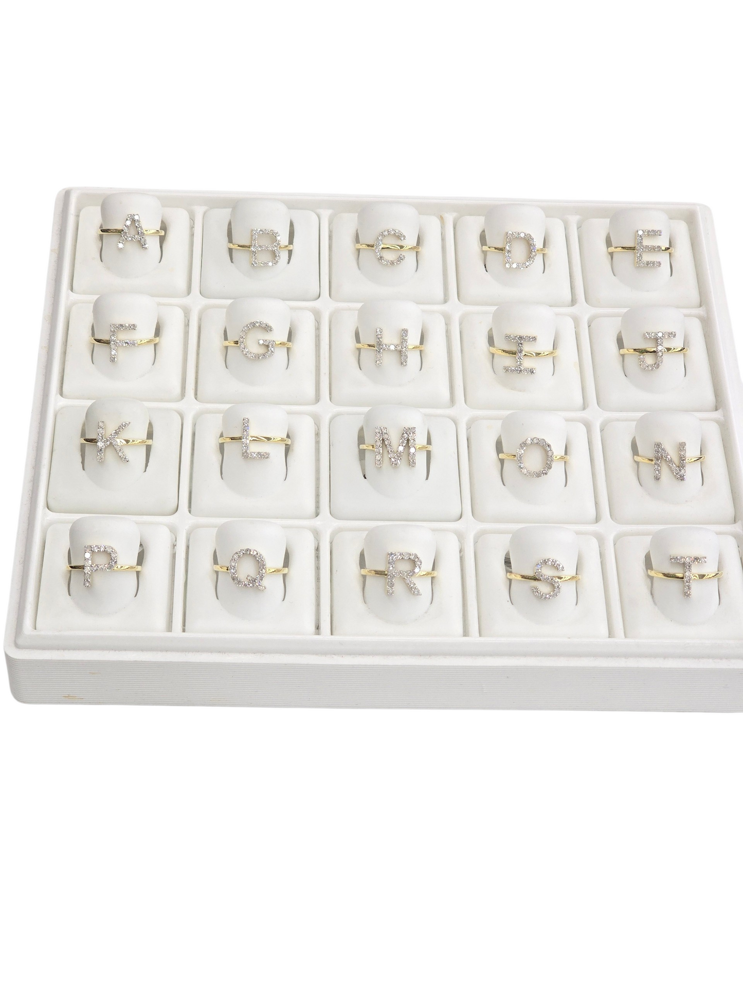 REAL DIAMOND 10KT GOLD INITIAL LETTER A TO Z RING FOR GIRL AND WOMEN