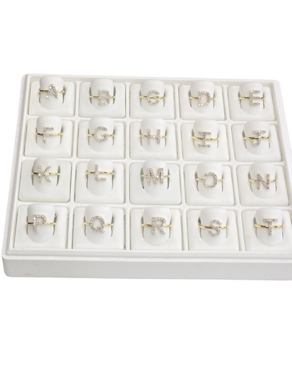 REAL DIAMOND 10KT GOLD INITIAL LETTER A TO Z RING FOR GIRL AND WOMEN