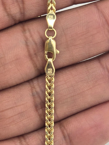 14kt REAL GOLD HOLLOW FRANCO CHAIN 3MM