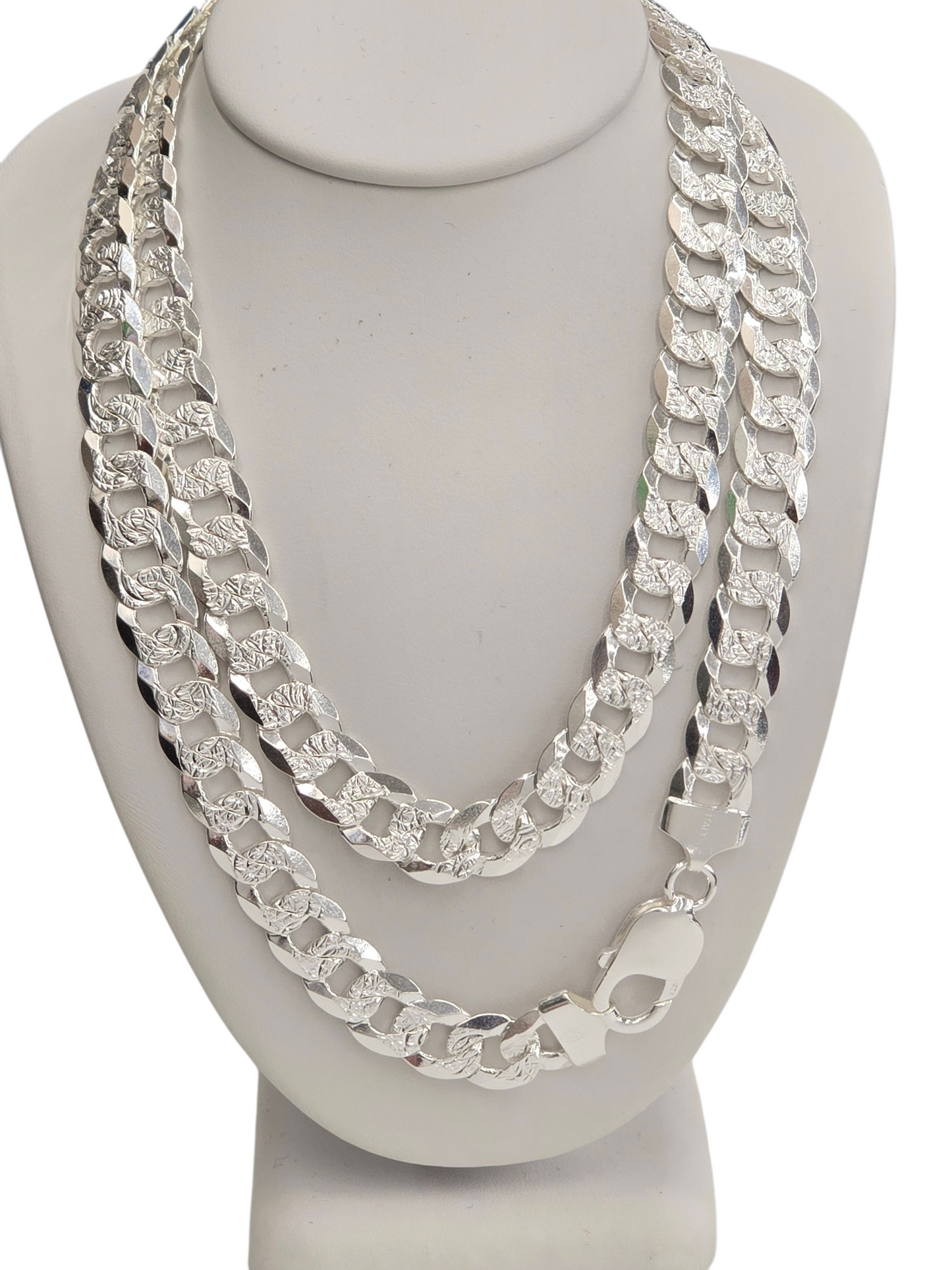 925 STERLING SILVER CUBAN CURB DIAMOND CUT CHAIN 9.2 MM FOR MEN AND WOMEN