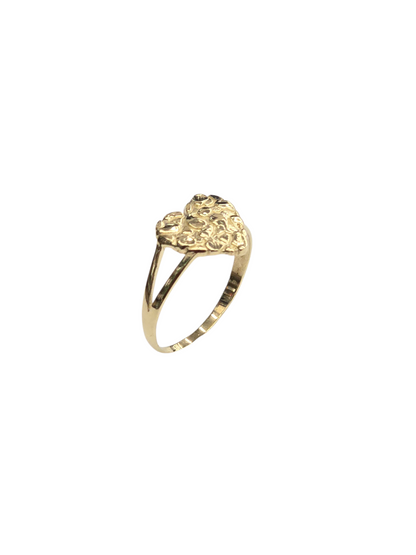 10KT REAL GOLD HEART NUGGET RING