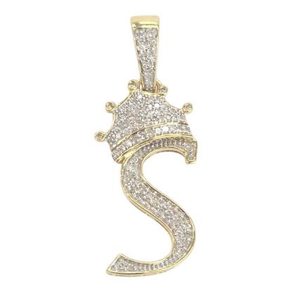 REAL NATURAL DIAMOND 10KT GOLD INITIAL A TO Z PENDANT