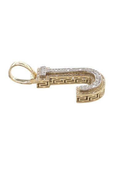 REAL DIAMOND 10KT TWO TONE BLOCK LETTER A- Z PENDANT