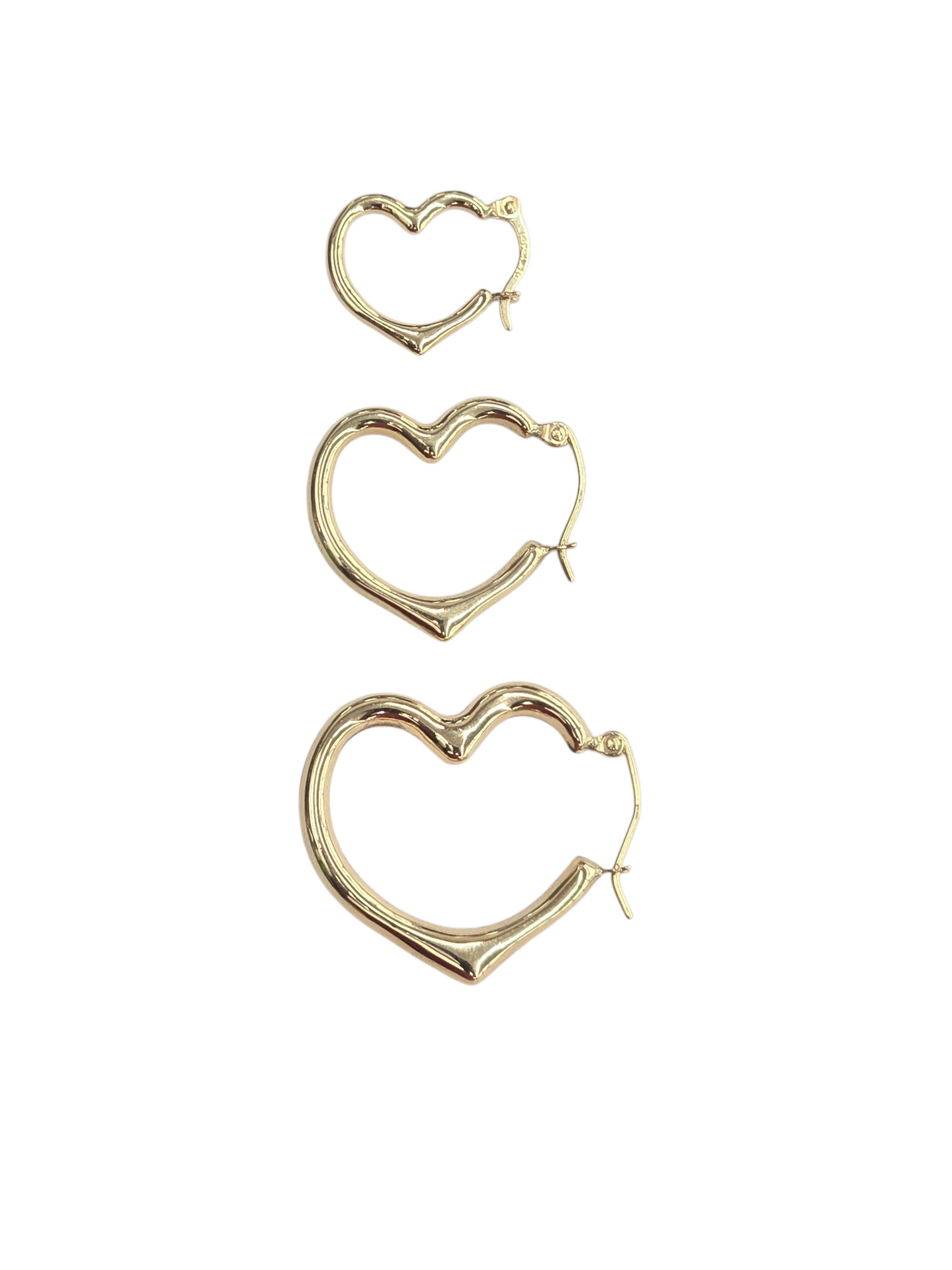 14KT REAL GOLD HEART STYLE HOOP EARRING