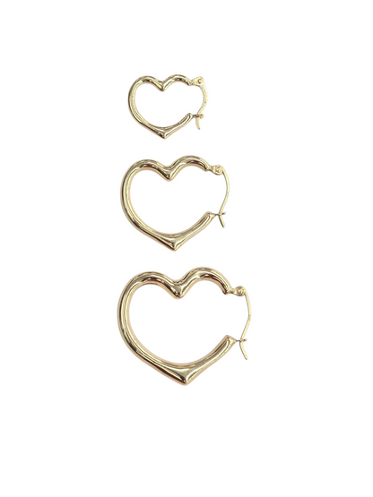 14KT REAL GOLD HEART STYLE HOOP EARRING