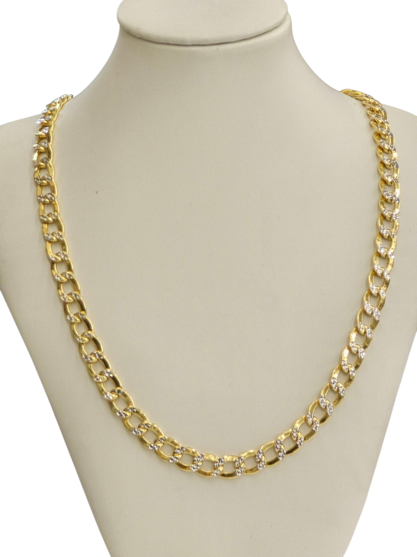 10KT REAL GOLD CUBAN CURB DIAMOND CUT CHAIN 7.5MM