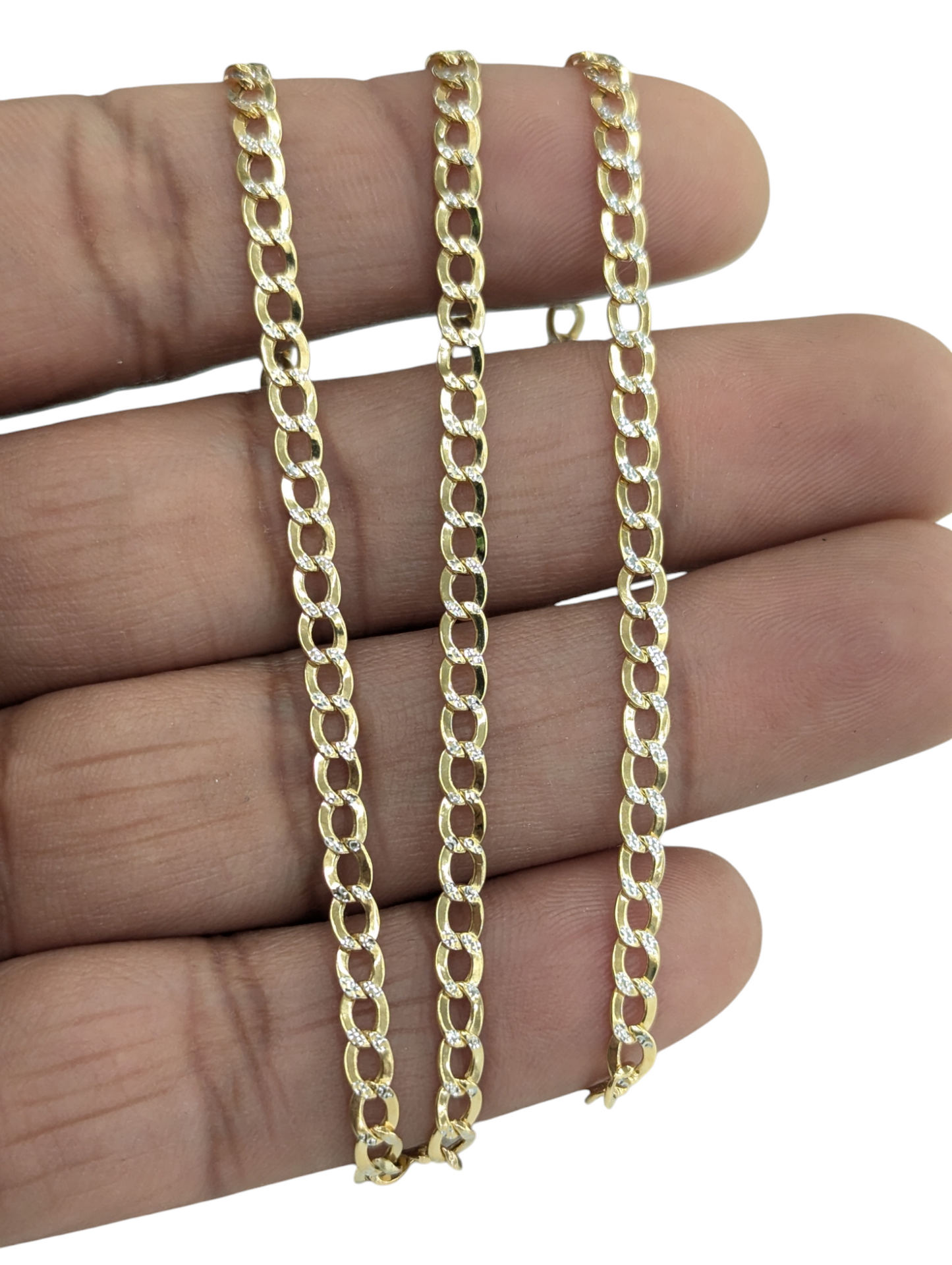 10kt Real Gold Cuban Curb Diamond Cut Chain 3.5mm