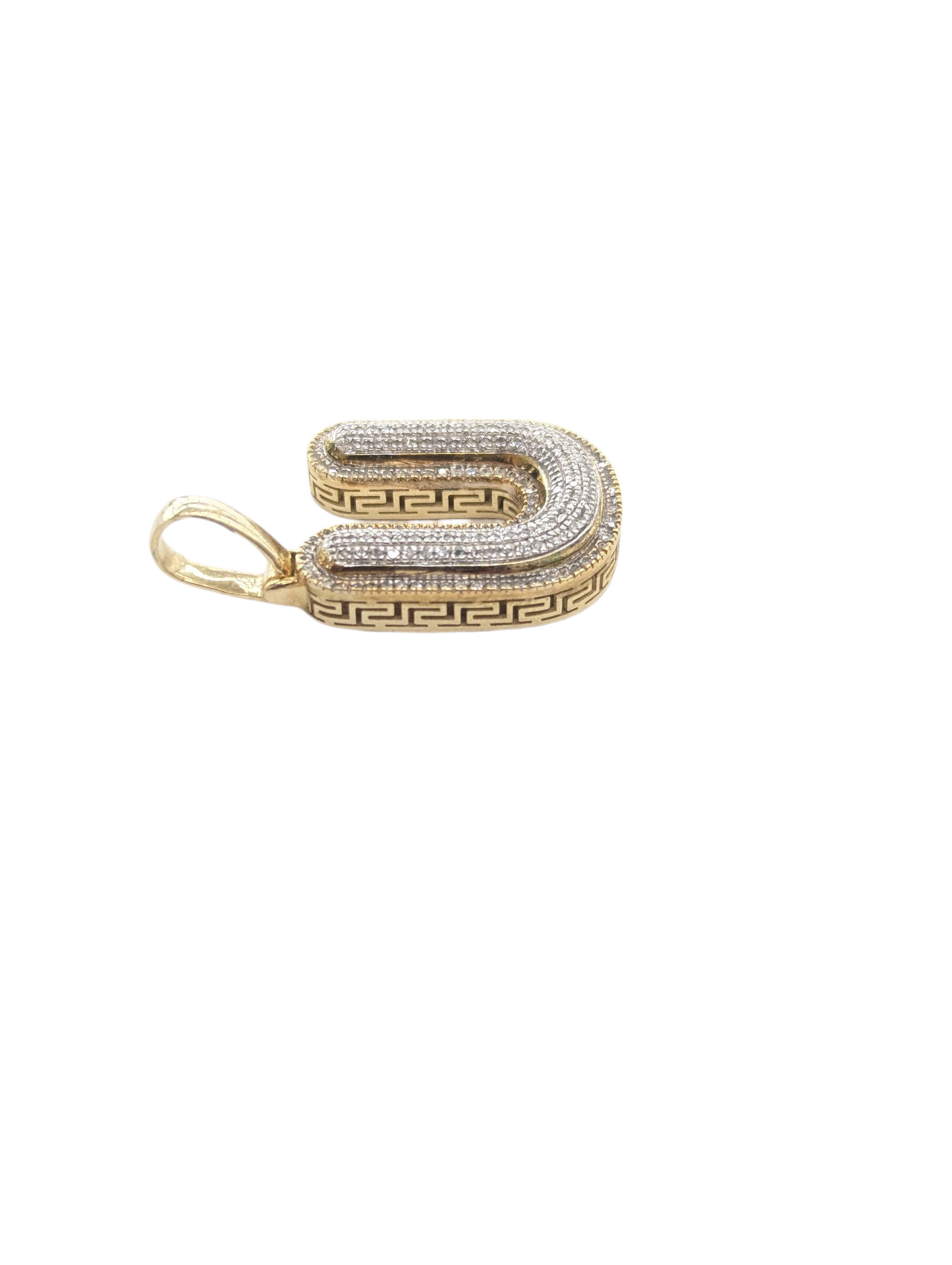 REAL DIAMOND 10KT TWO TONE BUBBLE LETTER A- Z PENDANT
