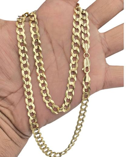 14KT REAL GOLD SOLID CUBAN CURB CHAIN 7 MM
