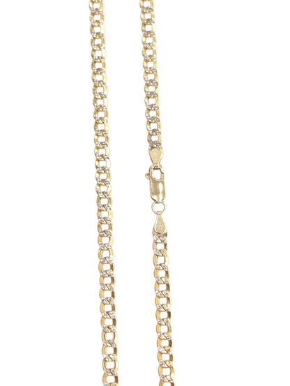 14KT REAL GOLD CUBAN CURB DIAMOND CUT CHAIN 4.5MM