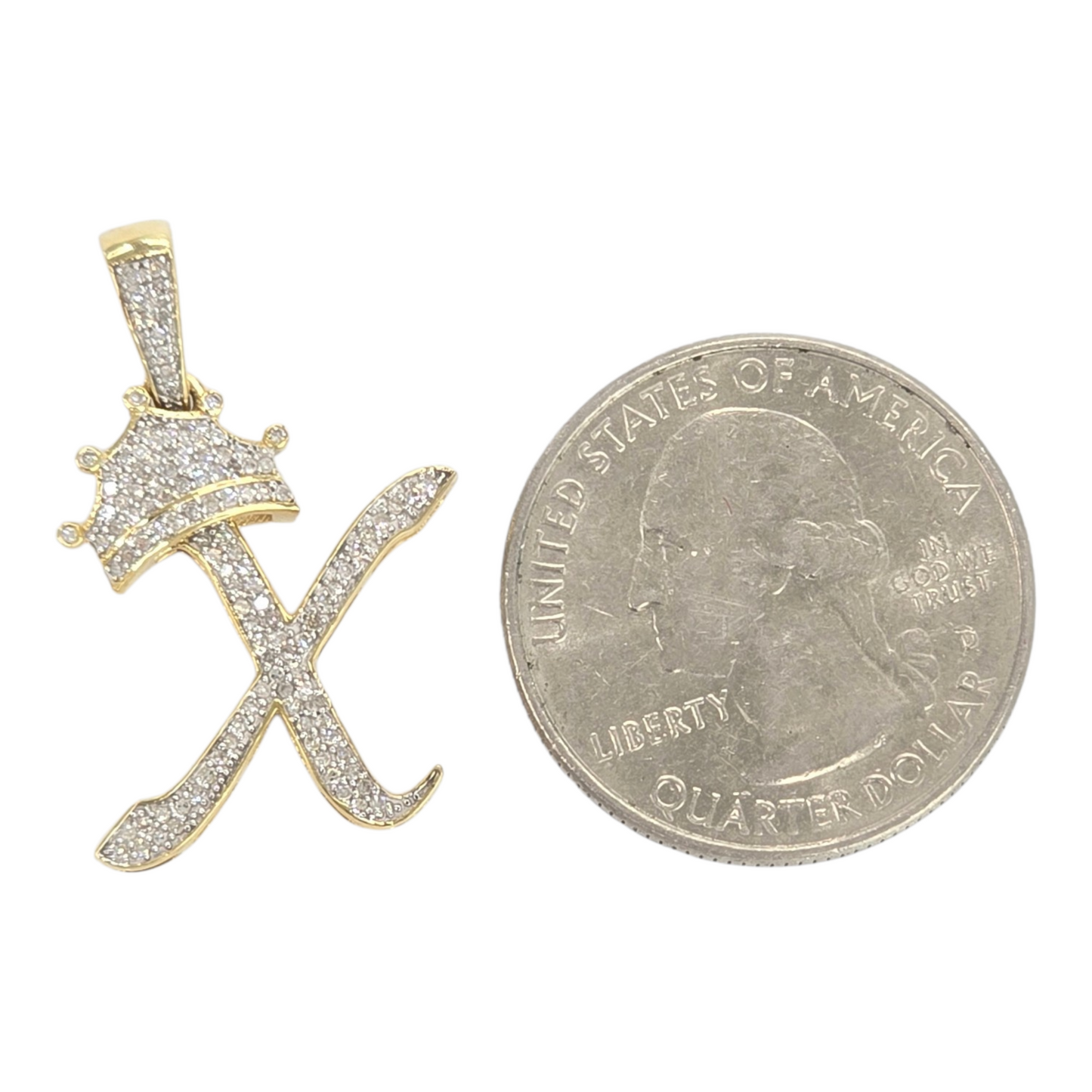 REAL NATURAL DIAMOND 10KT GOLD INITIAL A TO Z PENDANT