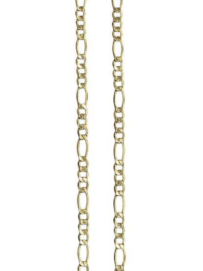 10KT REAL GOLD FIGARO CHAIN 3.7MM FOR MEN AND WOMEN