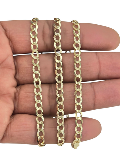 10KT REAL GOLD SOLID CUBAN CURB CHAIN 4.8MM FOR MEN AND WOMEN