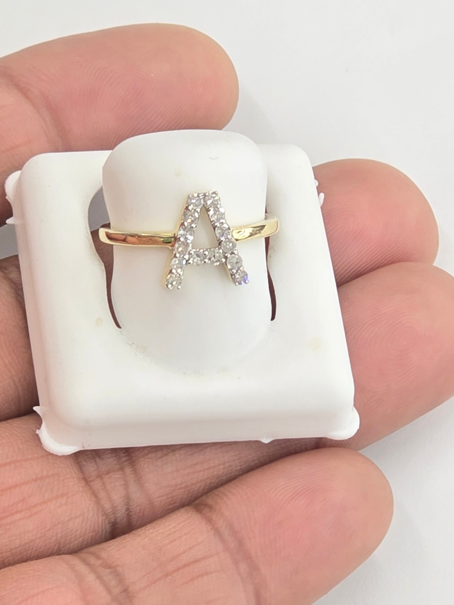 REAL DIAMOND 10KT GOLD INITIAL LETTER A TO Z RING FOR GIRL AND WOMEN