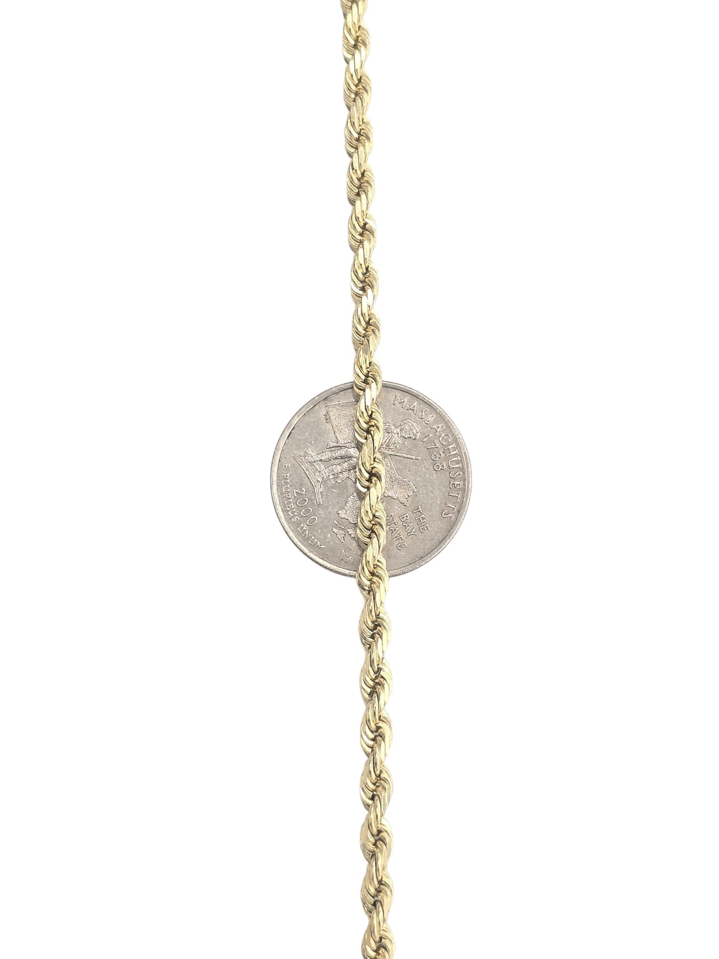 10KT REAL YELLOW GOLD SOLID ROPE CHAIN 4MM FOR MEN AND WOMEN