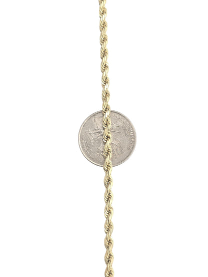10KT REAL YELLOW GOLD SOLID ROPE CHAIN 4MM FOR MEN AND WOMEN
