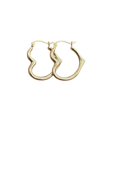 14KT REAL GOLD HEART STYLE HOOP EARRING