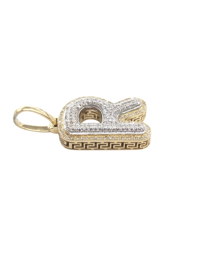 REAL DIAMOND 10KT TWO TONE BUBBLE LETTER A- Z PENDANT