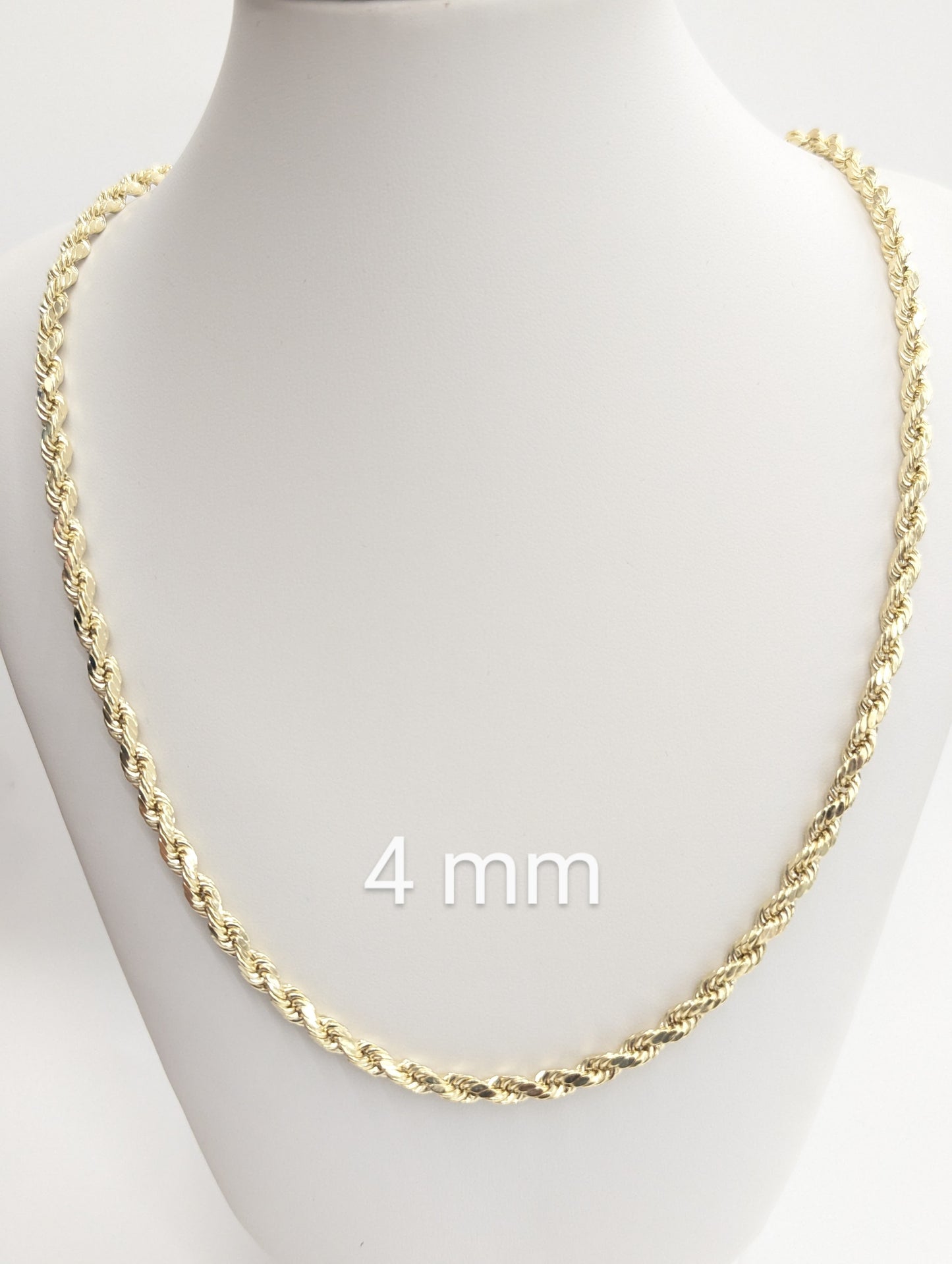 10kt Real Gold Hollow Rope Chain 2mm 3mm 4mm 5mm