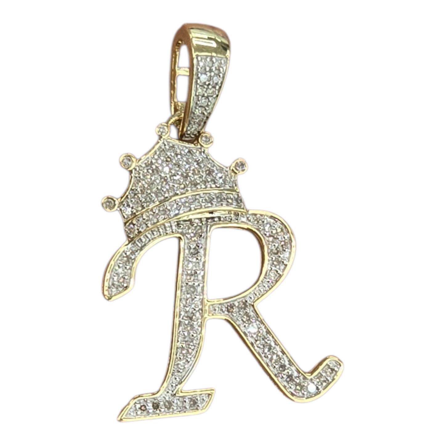REAL NATURAL DIAMOND 10KT GOLD INITIAL A TO Z PENDANT