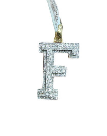 Real Diamond 10kt Yellow Gold Initial A - Z Pendant