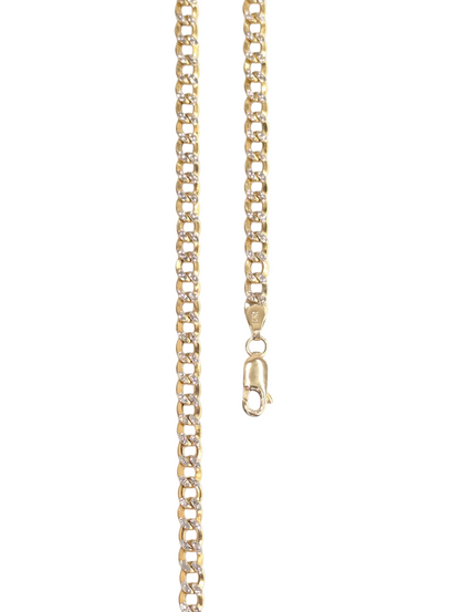 14KT REAL GOLD CUBAN CURB DIAMOND CUT CHAIN 4.5MM