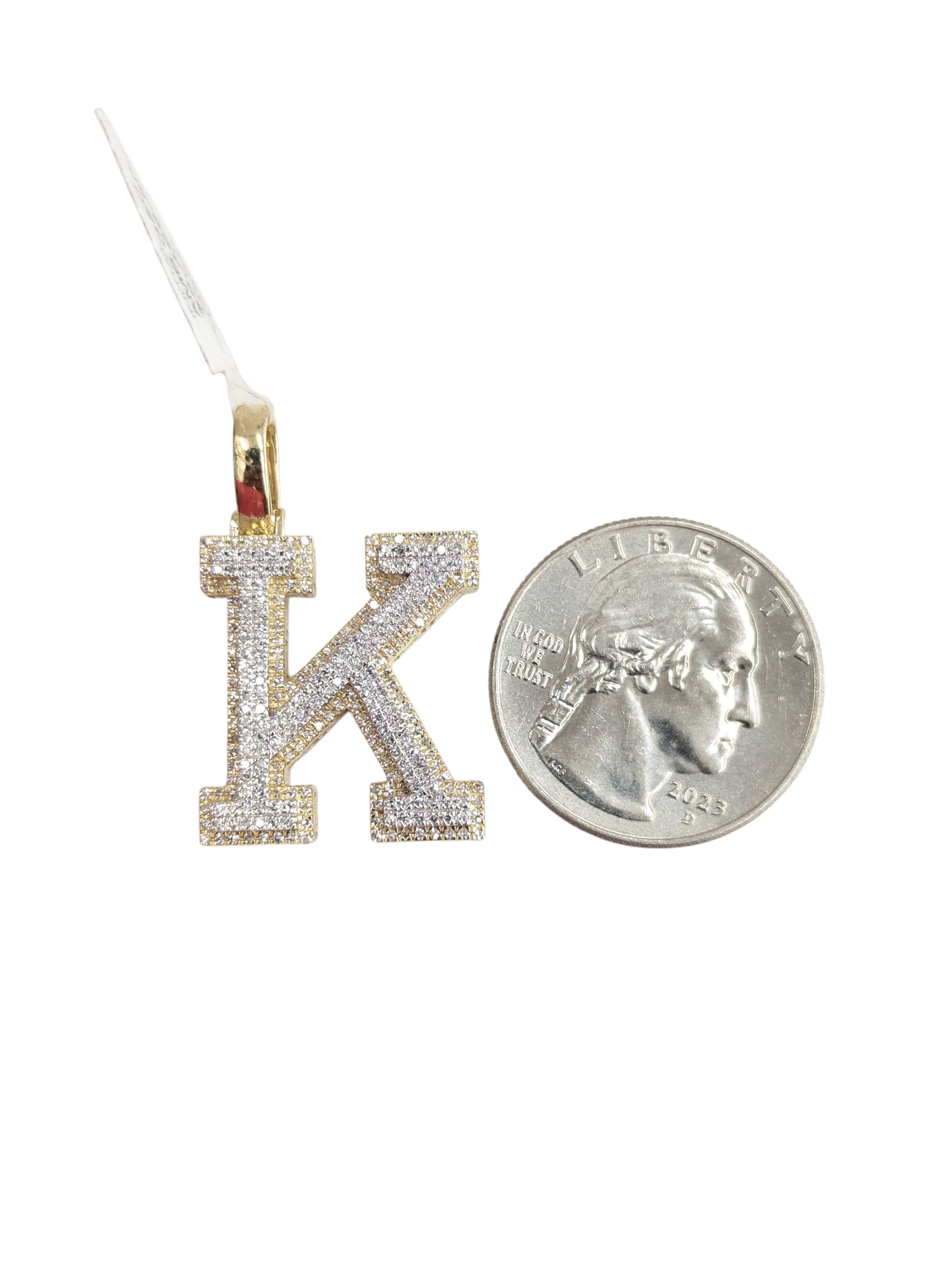 REAL DIAMOND 10KT TWO TONE BLOCK LETTER A- Z PENDANT